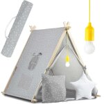 Tente maison pour enfant avec lampe nukido - gris