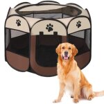 Parc pliable pour petits animaux - tente octogonale oxford - marron - petit - chat