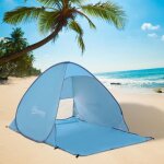 Tente de plage pliable pop - up automatique outsunny - protection uv - fen�tre arri�re - grand tapis ...