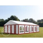 Tente de r�ception toolport - barnum 5x10 m - pvc 500g / m� - rouge - blanc