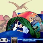 Tente de lit - tente de r�ve - parc des dinosaures - 82x220 cm - polyester 210d - pour enfants