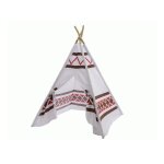 Tente tipi indien pour enfant  motif blanc et marron 120x120x150cm kiddo