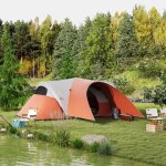 Tente tunnel pour 6 personnes tente familiale imperm�able tente de camping avec fen�tre sac de transport ...