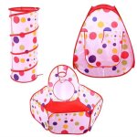 Tente tunnel piscine  balles pour enfants - vie3 pices / ensemble - rouge + points colors - 3 en ...