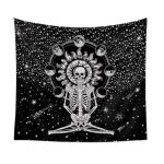 Tenture murale - cr�ne m�ditation - squelette lune eclipse - 150x150cm - polyester - noir