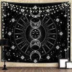 Tenture murale soleil lune - virex� - noir et blanc - psych�d�lique - 512 x 591 - d�coration chambre