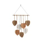 Tenture murale - style bohme - feuilles tisses  la main - 100% fait main - 80 cm de long