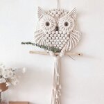 Tenture murale - hibou - tapisserie boho - 30x80cm - décoration intérieure blanche Tenture murale - hibou - tapisserie boho - 30x80cm - décoration intérieure blanche