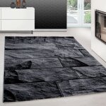 Teppium tapis moderne  poils ras tendance noir tapis 120x170 cm motif de mur en pierre 3d tapis moelleux ...
