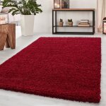 Tapis salon uni shaggy moelleux chambre doux � poils longs hauteur du poil 50 mm tapis rouge tapis 120 ...