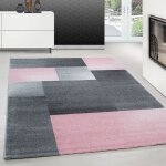 Teppium tapis de salon motif � carreaux abstrait rose tapis 160x230 cm � poils courts tapis doux