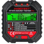 Testeur de prises gfci - ulisem - affichage tension - 90 - 250 v - d�tecteur polarit� - d�tecteur disjoncteurs ...