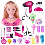 Tte  coiffer et maquiller - 34 pices tte de coiffage avec accessoires de coiffure - jeu dimitation ...