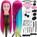 Tte  coiffer professionnelle 100% cheveux fibre synthtique pour salon de coiffer violet color tte ...