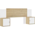 Tte de lit - alix - extensible - chtaignier naturel / blanc - 246 / 226 / 206 x 34 x 91 cm - diagone ...