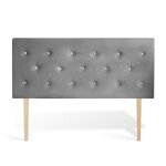T�te de lit capitonn�e th�a 140cm velours gris