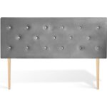 T�te de lit capitonn�e th�a 160cm velours gris
