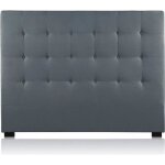 Tte de lit capitonne premium tissu 140cm gris