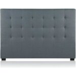 Tte de lit capitonne premium tissu 160cm gris