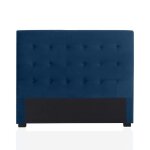 T�te de lit capitonn�e premium velours 140cm bleu