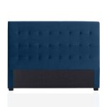 T�te de lit capitonn�e premium velours 180cm bleu