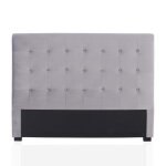 Tte de lit capitonne premium velours 180cm gris argent