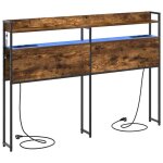 T�te de lit avec �tag�re - vidaxl - ch�ne fum� - 160 cm - bois ding�nierie - 15x160x98 cm - avec rangement ...