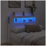 T�te de lit � led - cuque - 140 x 185 x 1035 cm - bois ding�nierie - blanc - design contemporain