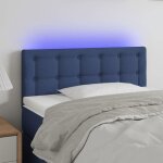 T�te de lit � led - vidaxl - bleu - 90x5x78 / 88 cm - tissu polyester - hauteur r�glable - bande led ...