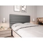 T�te de lit en tissu luca - gris largeur - 160 cm
