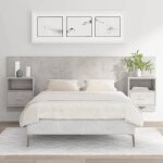 T�te de lit - maison exclusive - gris b�ton - bois ding�nierie - tables de chevet flottantes rangement ...