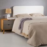 Tête de lit naofe 120 rembourrée fixation murale design arrondi moderne pour lit 120 cm ou moins blanc ... Tête de lit naofe 120 rembourrée fixation murale design arrondi moderne pour lit 120 cm ou moins blanc ...