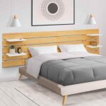 Idmarket tte de lit suspendue 5 larges lattes nina 240 cm bois clair et tagres blanches