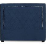 T�te de lit nolwen velours bleu fonc� 140cm