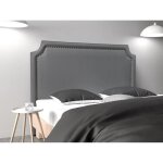 Tte de lit - philippa - 140 cm - gris clair - 100% polyester - style chic et lgant