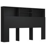 T�te de lit avec rangement accessoire de lit table de chevet etagere 160 x 19 x 1035 cm mdf noir tdl0200021 ...