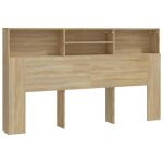 T�te de lit avec rangement accessoire de lit table de chevet etagere 180 x 19 x 1035 cm mdf couleur ch�ne ...
