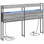 T�te de lit de rangement - vidaxl - sonoma gris - 160 cm - bois ding�nierie - bandes led int�gr�es - ...