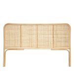 T�te de lit en rotin tress� coloris beige - longueur 160 x profondeur 3 x hauteur 100 cm