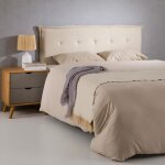 Tte de lit timoth 140 capitonne en tissu rembourr pieds en bois design lgant pour lits 140 cm cru ...