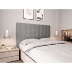 Tte de lit en tissu grise megan 140 cm - loungitude - scandinave - moderne - bois - panneaux de particules ...