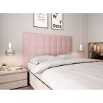 T�te de lit capitonn�e en tissu megan - rose largeur - 160 cm