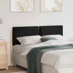 T�te de lit - vidaxl - capitonn�e - rembourr�e - pin massif - naturel / noir - 140 x 12 x 845 cm