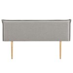 Tête de lit vincel 160 rembourrée en tissu polyester pour lit 160 cm sur pieds en bois gris Tête de lit vincel 160 rembourrée en tissu polyester pour lit 160 cm sur pieds en bois gris
