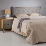 Tête de lit zelox 160 capitonnée en tissu rembourré pieds en bois design élégant pour lits 160 cm gris ... Tête de lit zelox 160 capitonnée en tissu rembourré pieds en bois design élégant pour lits 160 cm gris ...