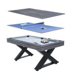 Texas - table multi - jeux 3 en 1 en bois gris ping - pong et billard