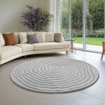 The carpet everest ? tapis moderne poils courts effet 3d haut - bas haute densit� gris 120 cm rond d13 ...