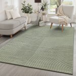 The carpet everest ? tapis moderne poils courts effet 3d haut - bas haute densit� vert 140 x 200 cm d11 ...