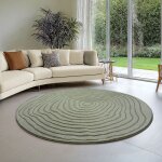 The carpet everest ? tapis moderne poils courts effet 3d haut - bas haute densit� vert 160 cm rond d13 ...