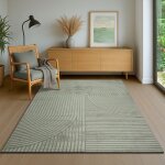 The carpet everest ? tapis moderne poils courts effet 3d haut - bas haute densit� vert 300 x 400 cm d10 ...
